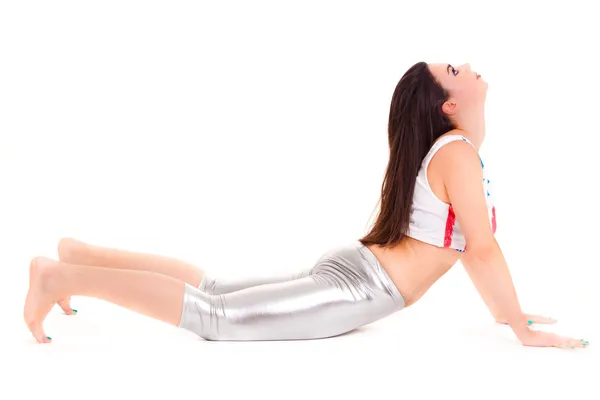 Girl yoga on white background — Stock Photo, Image