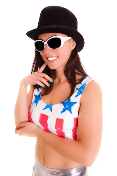 Mujeres con sombrero aislado sobre fondo blanco — Foto de Stock