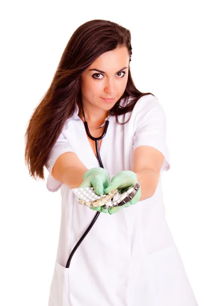 Doktor fille de la santé médicale isolé sur fond blanc — Photo