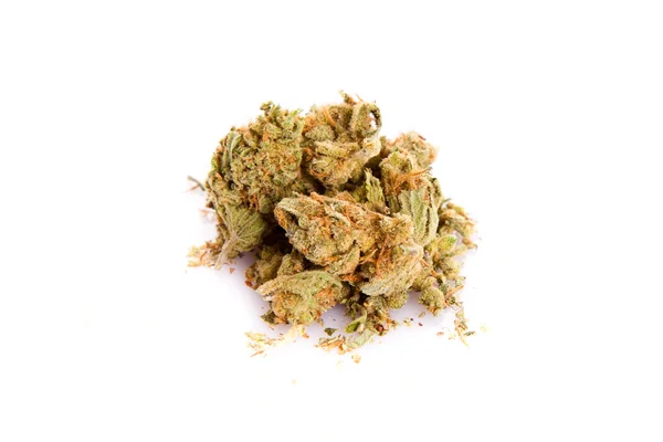 Cannabis de maconha em fundo branco — Fotografia de Stock