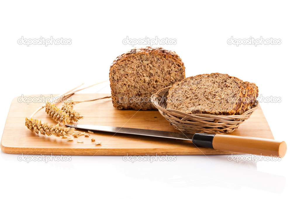 brown seed biobread isolated on white background