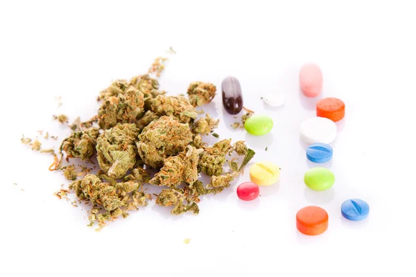 Cannabis marijuana su sfondo bianco — Foto Stock