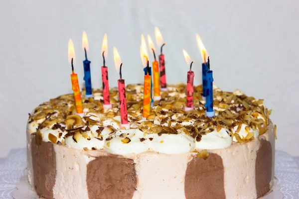 Narozeninový dort. svíčky — Stock fotografie