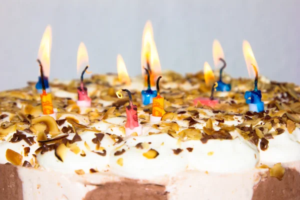 Narozeninový dort. svíčky — Stock fotografie
