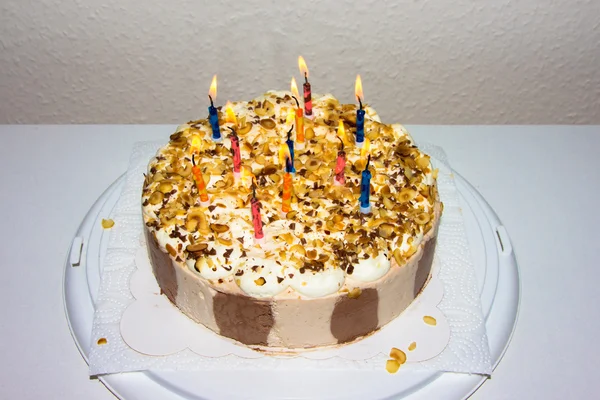 Bolo de aniversário. velas — Fotografia de Stock