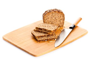 kahverengi tohum bio ekmek izole üzerinde beyaz arka plan