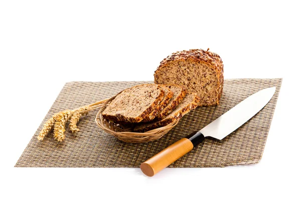 Brown seed bio bread isolated on white background — Stock Photo, Image