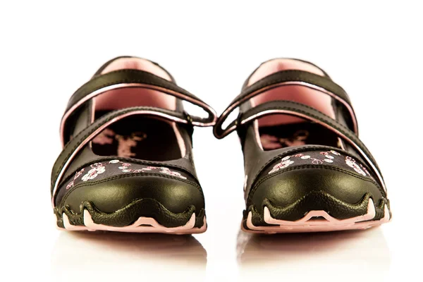 Sapatos femininos isolados no fundo branco criança crianças beautifu — Fotografia de Stock