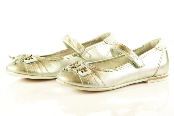 Weibliche Schuhe isoliert auf weißem Hintergrund Kind Kinder beautifu — Stockfoto