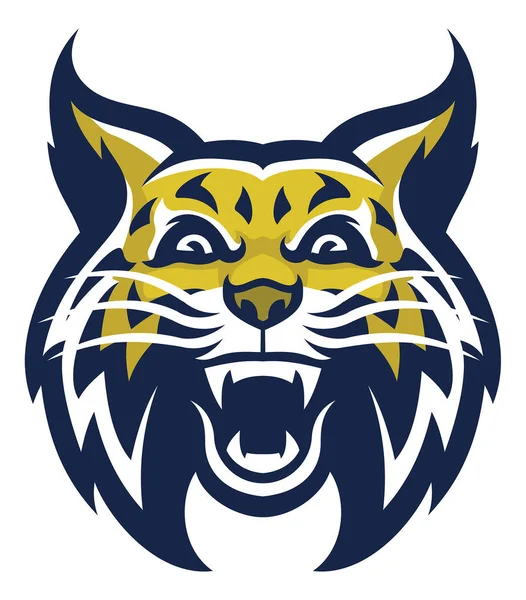 Angry Wildcat Mascot Head Sport Logo — Stock Vector