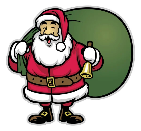 Cartoon Santa Claus Bring Bunch Christmas Gift — Vector de stock