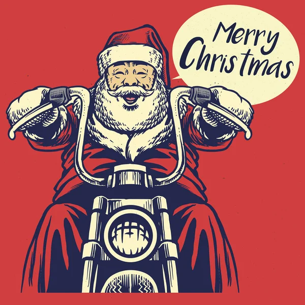 Santa Claus Ride Motorcycle — Vector de stock