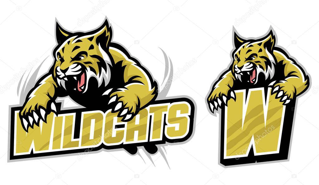Jumping wildcat sport and esport logo