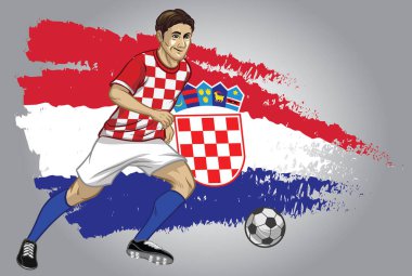 Hırvatistan futbol oyuncusu olarak bir arka plan bayrak ile