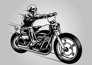 Vektör el motosiklet sürerken Kafatası çiziyor