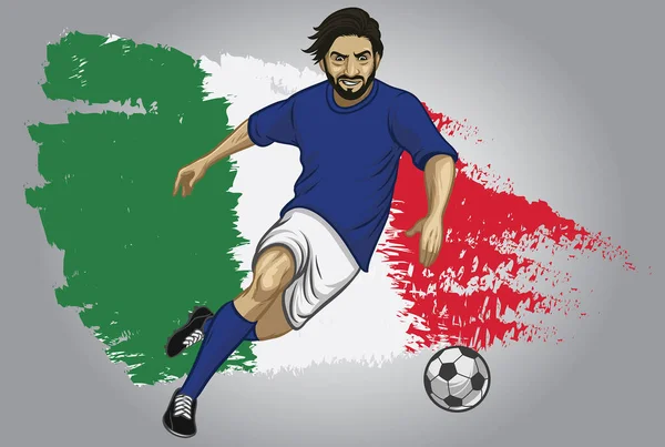 Italie Joueur Football Avec Drapeau Comme Arrière Plan — Image vectorielle