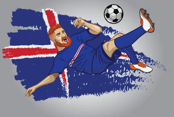 Islands Fußballspieler Mit Fahne Als Hintergrund — Stockvektor