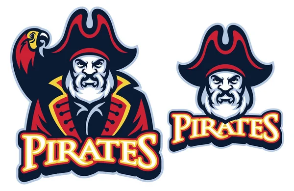 Logotipo Mascote Esporte Pirata Com Papagaio —  Vetores de Stock
