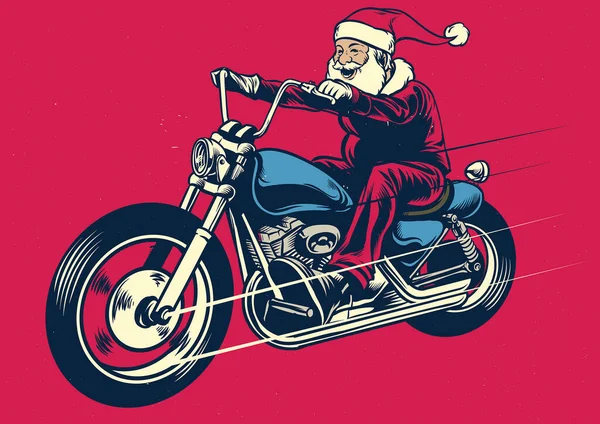 Санта Клаус Їзда Мотоциклі — стоковий вектор