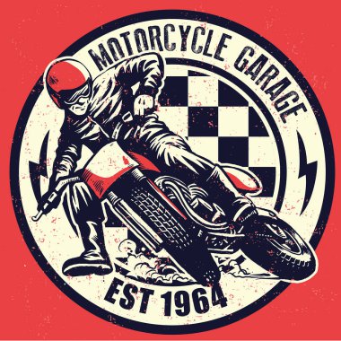 Kirli desenli Vintage motosiklet garajı tasarımı