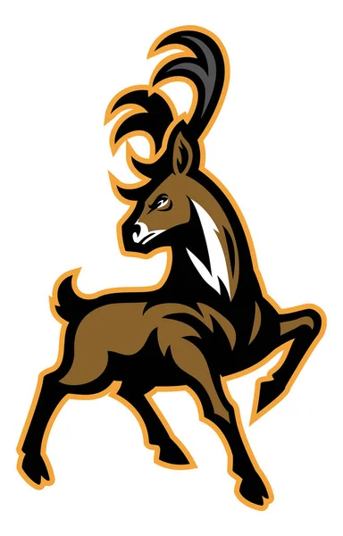 Spor Logosu Şeklinde Boynuzlu Buck Maskotu — Stok Vektör