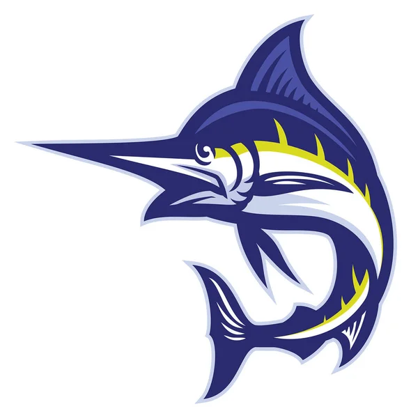 Marlin Pescado Mascota Deporte Logo — Vector de stock