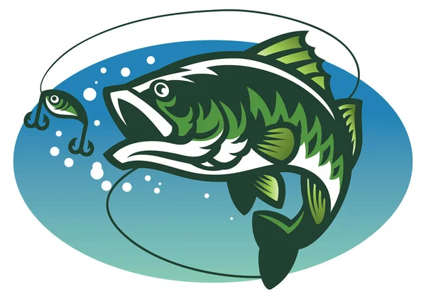 Vetor Largemouth Baixo Logotipo Mascote Peixe —  Vetores de Stock