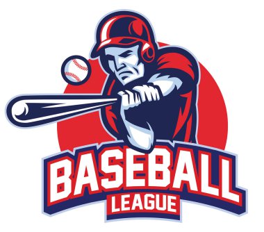 Beyzbol oyuncusunun hareket halindeki vektör logosu