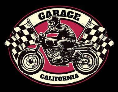 Hand drawing style of racing garage badge clipart