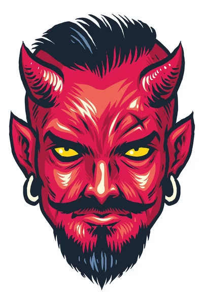 Desenho Vetorial Demon Head — Vetor de Stock