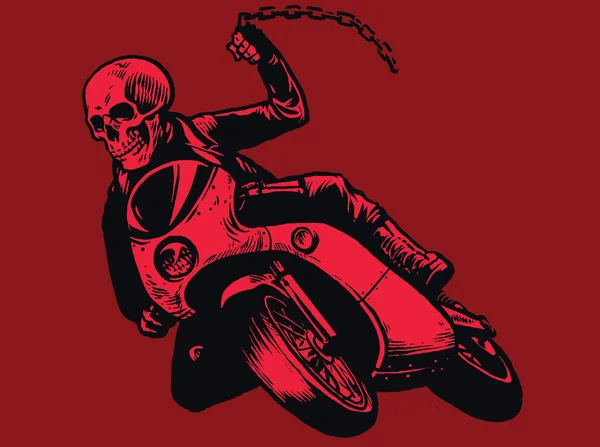 强盗骑摩托车的骷髅 — 图库矢量图片