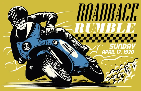 Klasik Motosiklet Yarışı Posterinin Vektörü — Stok Vektör