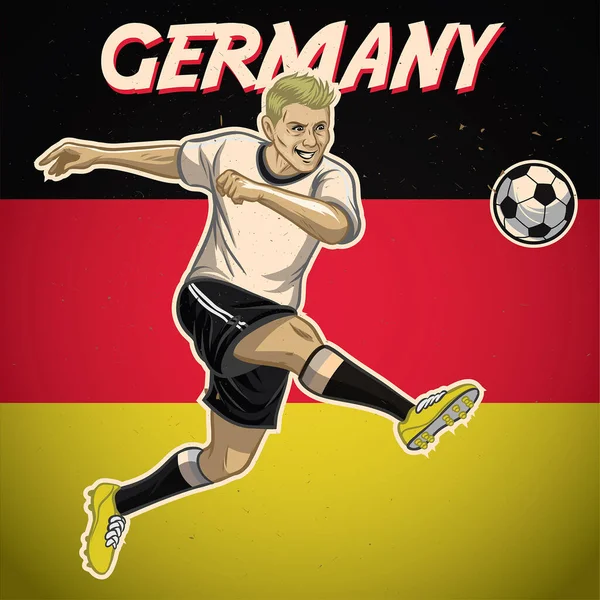 有国旗背景的德国足球运动员 — 图库矢量图片