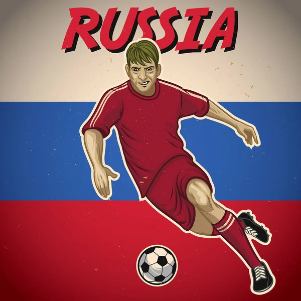 Russia Giocatore Calcio Con Sfondo Bandiera — Vettoriale Stock