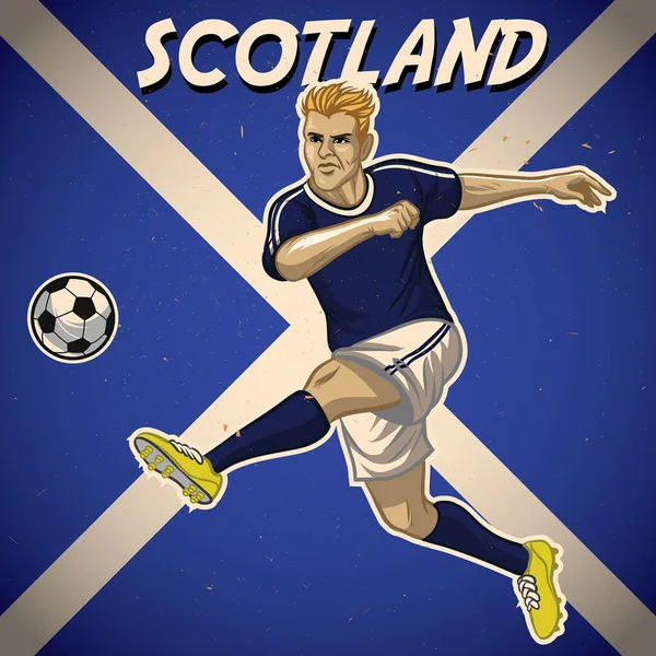 Schottlands Fußballer Mit Flaggen Hintergrund — Stockvektor