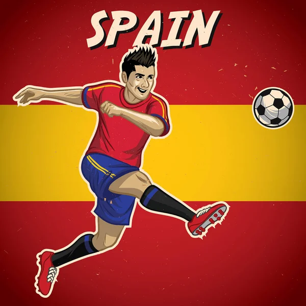 Espagne Footballeur Avec Fond Drapeau — Image vectorielle