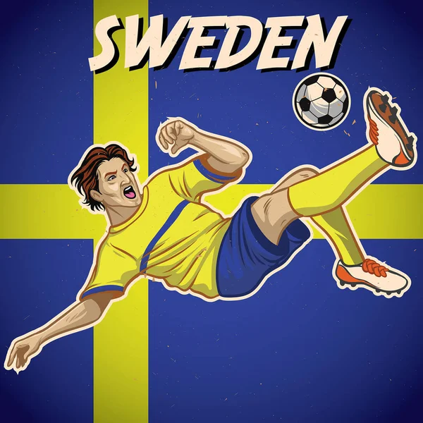 Шведський Футболіст Прапором — стоковий вектор