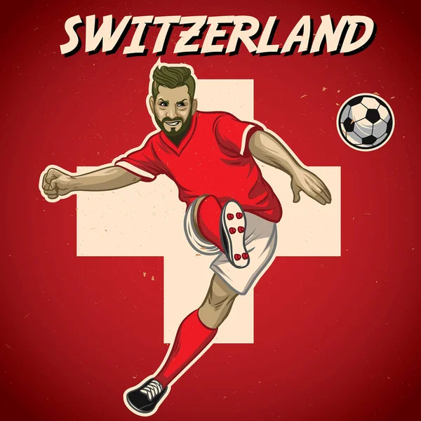 Suisse Footballeur Avec Fond Drapeau — Image vectorielle