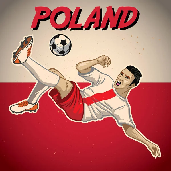 Joueur Football Poland Avec Fond Drapeau — Image vectorielle