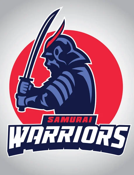Vetor Samurai Guerreiro Mascote Logotipo —  Vetores de Stock