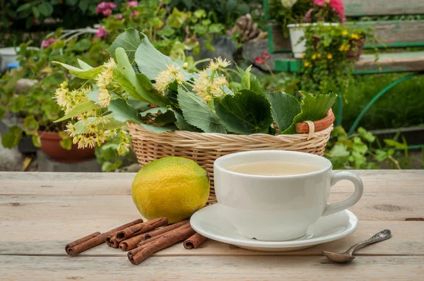 Čaj s limetkou a skořicí — Stock fotografie