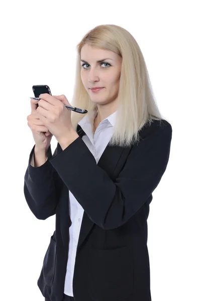 Femme d'affaires avec téléphone — Photo