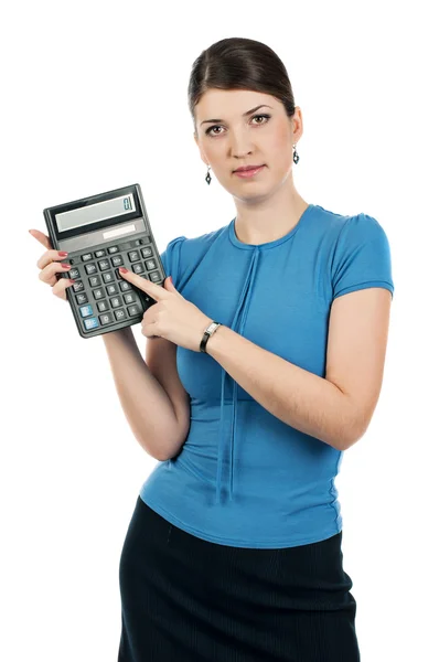 Businesswoman with calculator — Stock Photo, Image