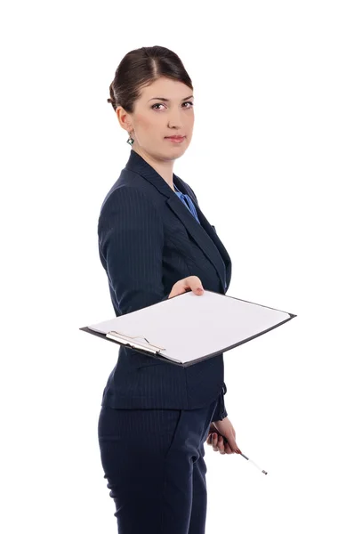 Businesswoman with clipboard — Stock Photo, Image