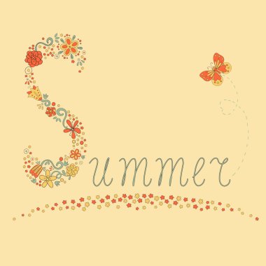 yaz çiçek ve kelebek