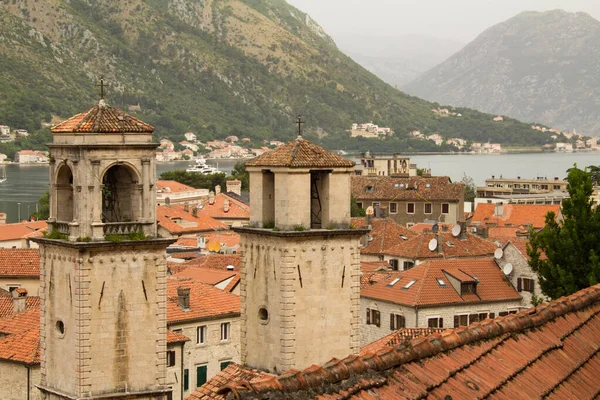 Primer Plano Antigua Torre Ciudad Día Verano Kotor Montenegro — Foto de Stock