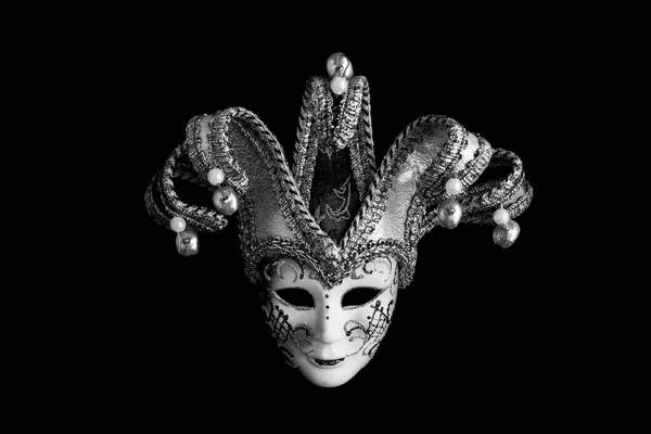 Maschera Carnevale Veneziano Sullo Sfondo Nero Primo Piano Copia Spazio — Foto Stock