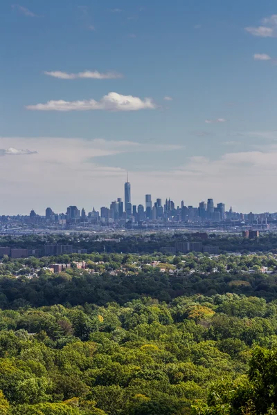 Skyline von Lower Manhattan an einem sonnigen Tag — Stockfoto