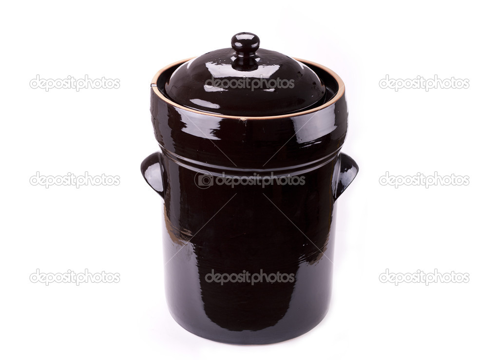 Clay pot on white background
