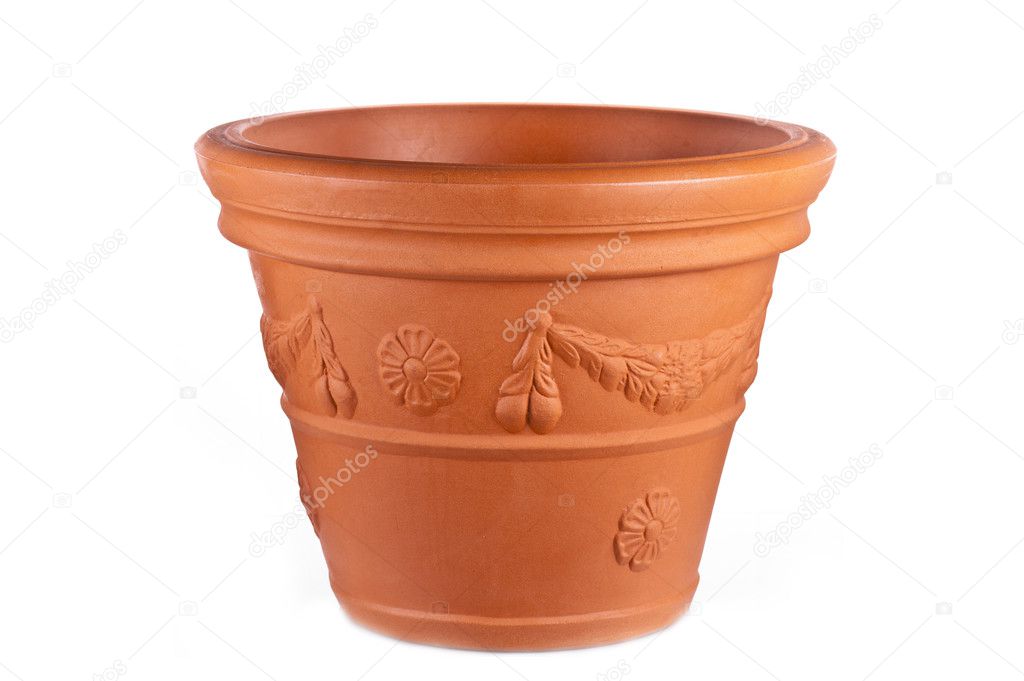 Empty orange flower pot